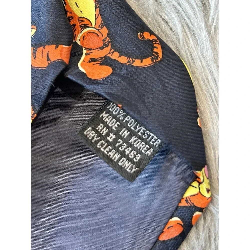 Vintage POOH‎ Disney Winnie The Pooh Tigger Patterned Navy Blue Men's Neck Tie